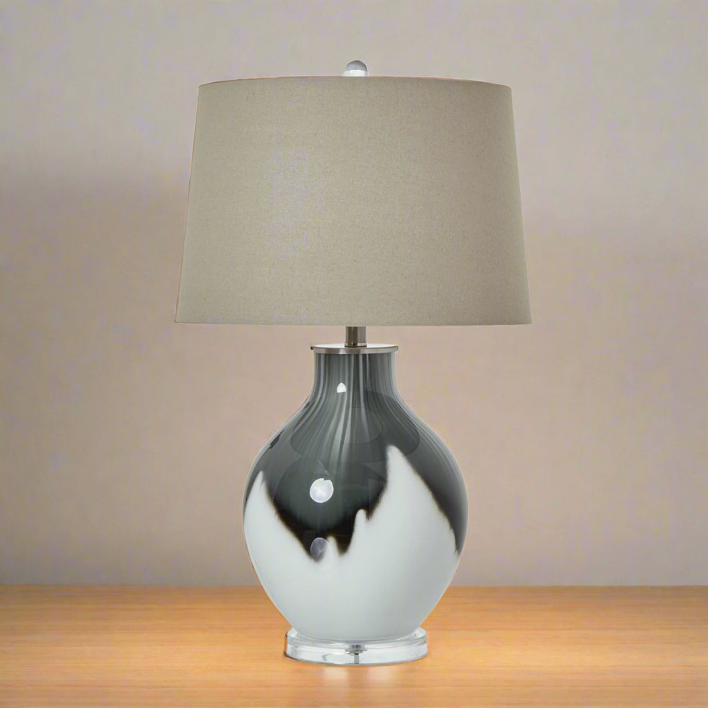 Grey Shadows Table Lamp With Linen Shade GREY GLASS Shades 4 Seasons