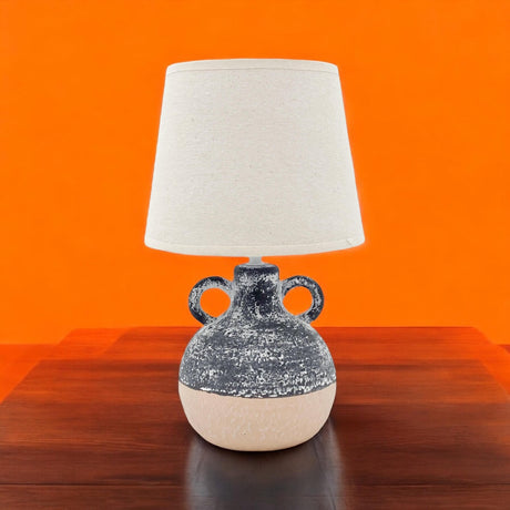 MSL Decorative Table Lamp with Unique Ceramic Base and White Fabric Shade