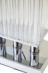 Stylish Orsina Table Lamp with a ribbed glass design and chrome base for modern interiors