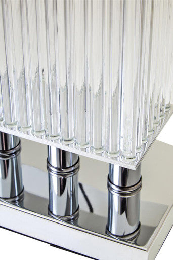 Stylish Orsina Table Lamp with a ribbed glass design and chrome base for modern interiors