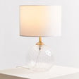 Orsina Table Lamp with a clear globe base and white shade, ideal for modern interiors