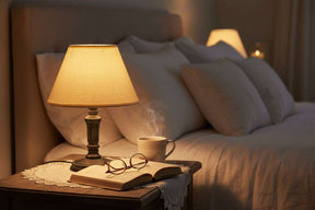 Palmyra Column Table Lamp With Linen Shade GREY WOOD Shades 4 Seasons