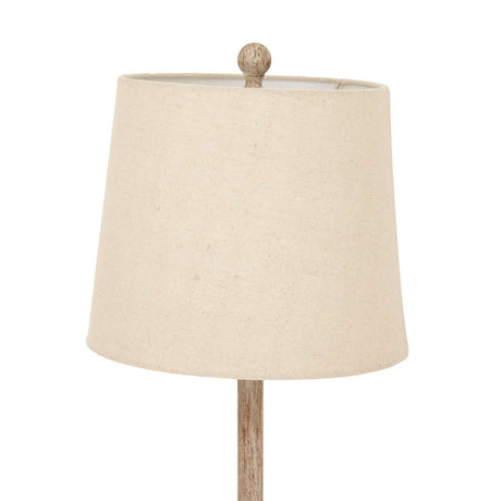 Shades 4 Seasons Table Lamp with a natural linen shade and wooden base for elegant lighting