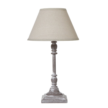 Antia Stem Table Lamp With Linen Shade WHITE WOOD Shades 4 Seasons