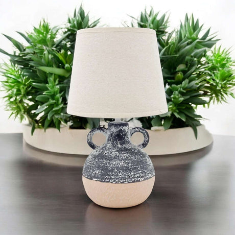 MSL Table Lamp with Decorative Ceramic Base and Neutral Shade for Modern Interiors