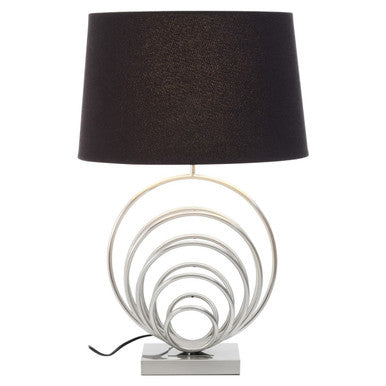 Stylish Orsina Table Lamp with a modern spiral base and black fabric shade for contemporary decor