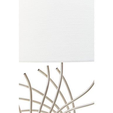 Orsina Table Lamp with Elegant Silver Base and White Fabric Shade for Modern Interiors