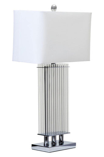 Orsina Modern Table Lamp with Crystal Column Base and White Shade for Contemporary Decor