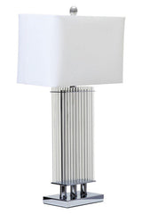 Orsina Modern Table Lamp with Crystal Column Base and White Shade for Contemporary Decor