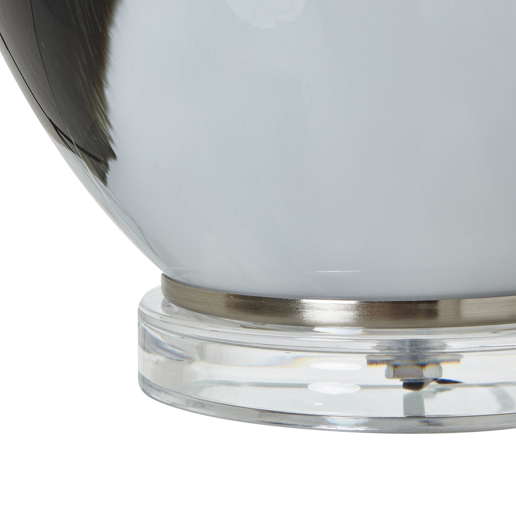Grey Glass Table Lamp With Linen Shade Shades 4 Seasons