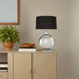 Orsina Table Lamp with a stylish silver base and black shade for modern home decor