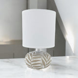 Stylish MSL Table Lamp with a patterned base and white fabric shade for modern decor