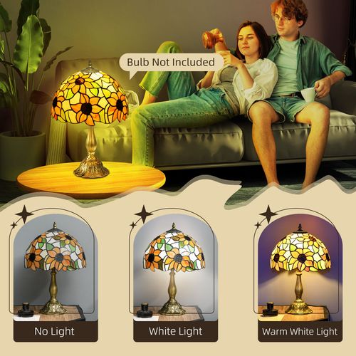 HOMCOM Antique Table Lamp, for Bedroom Bedside, Bulb not Included, Sunflower AIYAPLAY