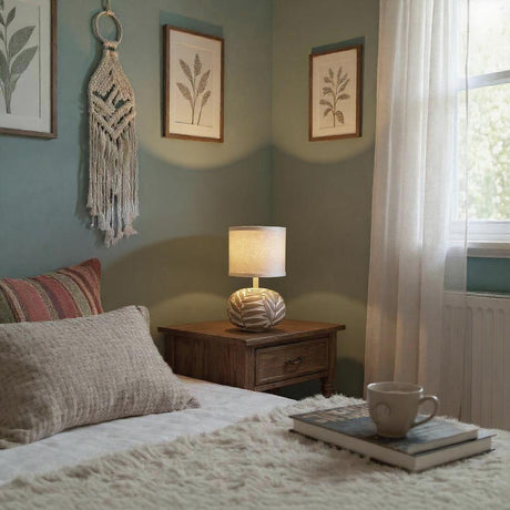 Elegant MSL Table Lamp on a bedside table, creating a warm and inviting bedroom atmosphere