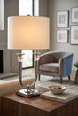 Elegant Orsina Table Lamp with a stylish design, featuring a white shade and polished metal base