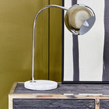 Orsina Table Lamp with a sleek chrome finish and marble base, perfect for modern interiors