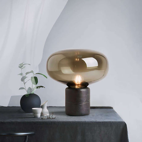 Nisu Home Table Lamp with a unique glass shade and marble base for modern decor