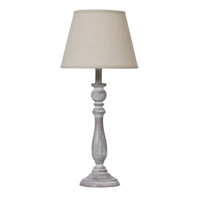 Dunum Column Table Lamp With Linen Shade WHITE WOOD Shades 4 Seasons