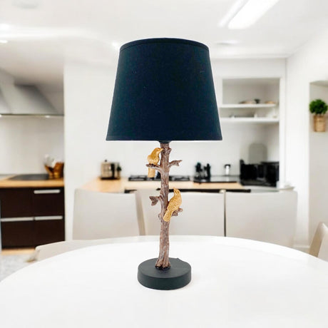 MSL Table Lamp featuring a unique tree design with a black shade for stylish decor