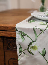 Avalon Home UK Floral Table Runner with Green and White Design for Elegant Dining Tables