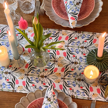 Avalon Home UK Floral Table Runner with Elegant Design and Complementary Tableware