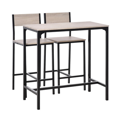 Klassyx Table Stool Set with a sleek modern design featuring a wooden tabletop and black metal frame