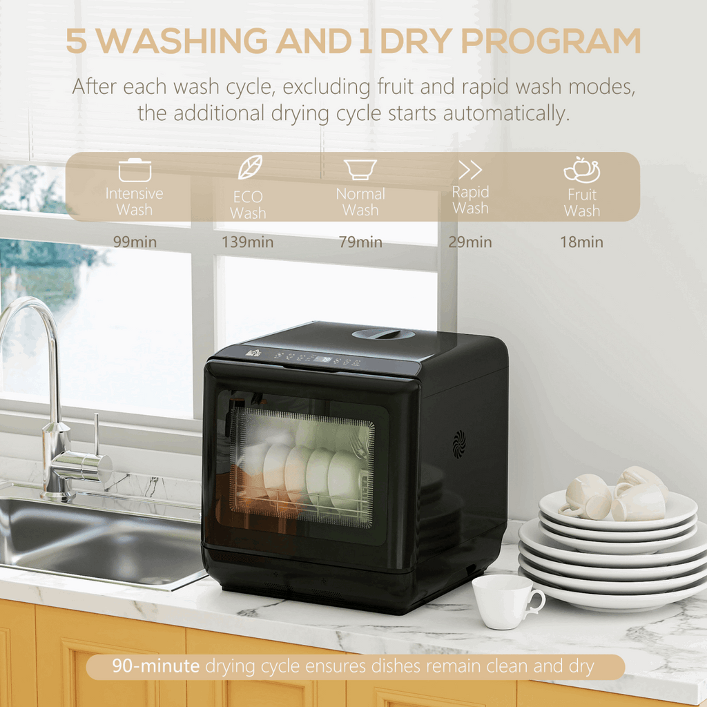 Compact Table-Top Dishwasher in Black N/A