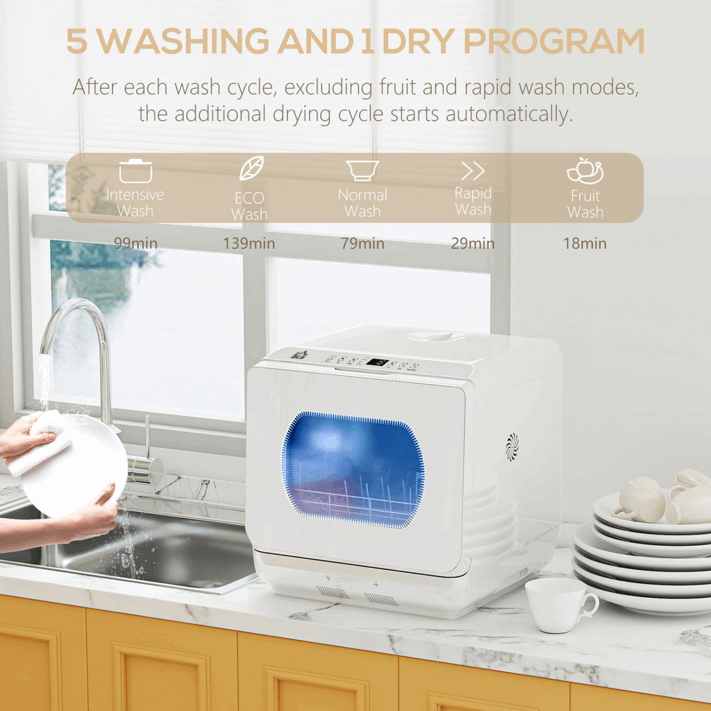 Compact Table-Top Dishwasher in White N/A