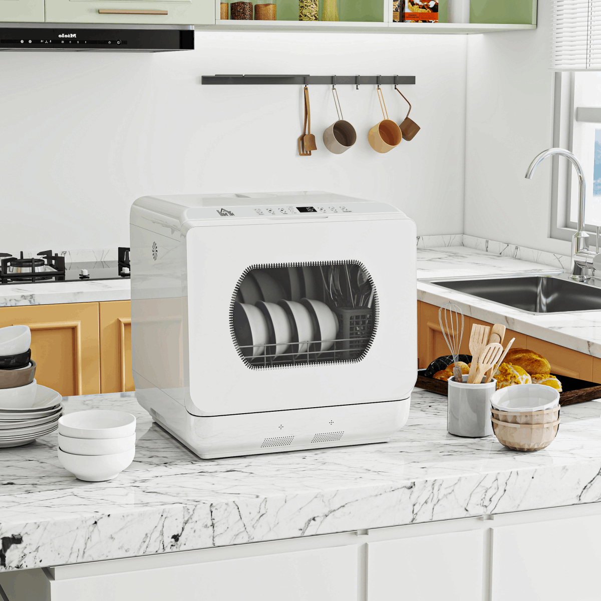 Compact Table-Top Dishwasher in White N/A