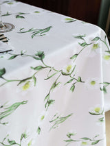 Avalon Home UK floral tablecloth with white flowers and green leaves for elegant dining decor