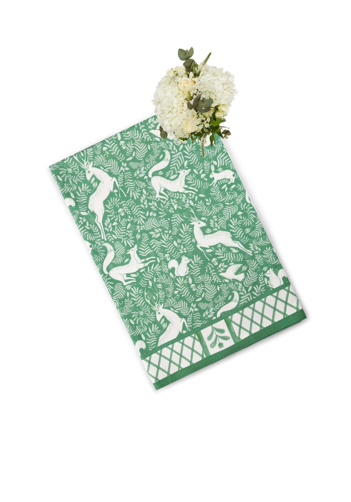 Casa by Josephine Jenno Green Tablecloth with Intricate Animal and Foliage Patterns