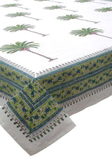 Casa by Josephine Jenno Tablecloth with Palm Tree Design and Colourful Border for Stylish Dining