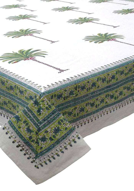 Casa by Josephine Jenno Tablecloth with Palm Tree Design and Colourful Border for Stylish Dining