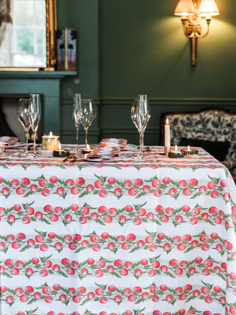 Avalon Home UK Tablecloth featuring a vibrant fruit pattern for elegant dining occasions