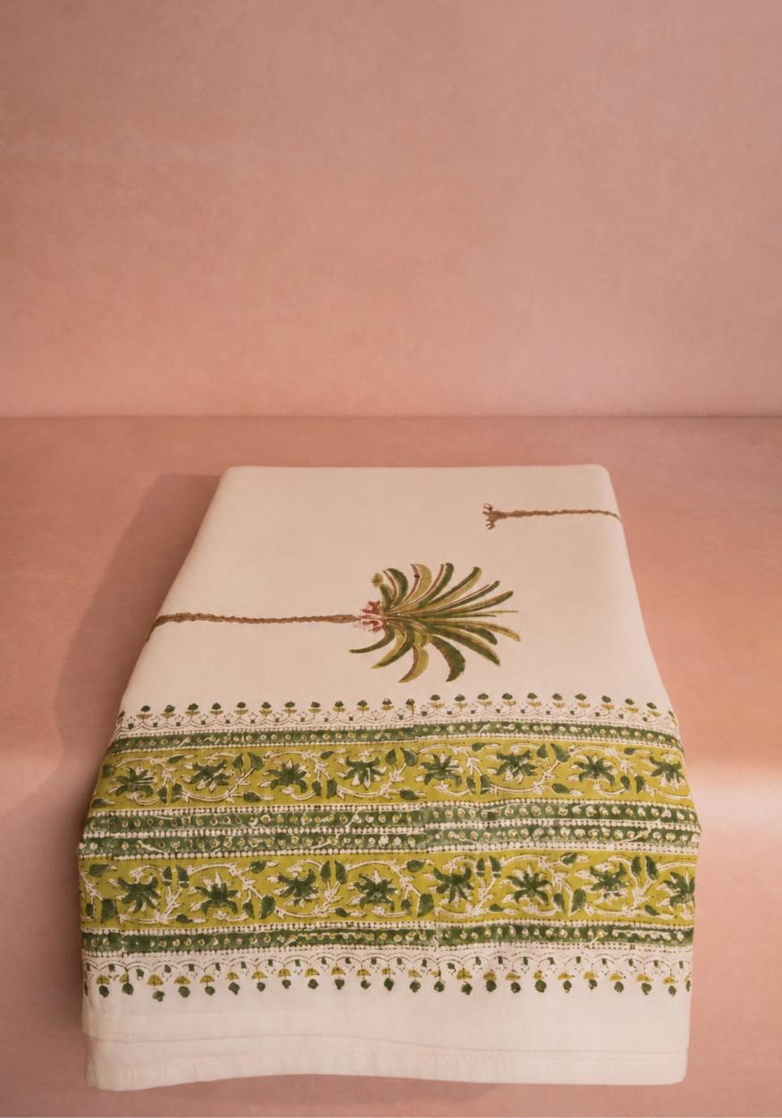 Casa by Josephine Jenno Decorative Tablecloth with Green Floral Pattern and Tropical Designs