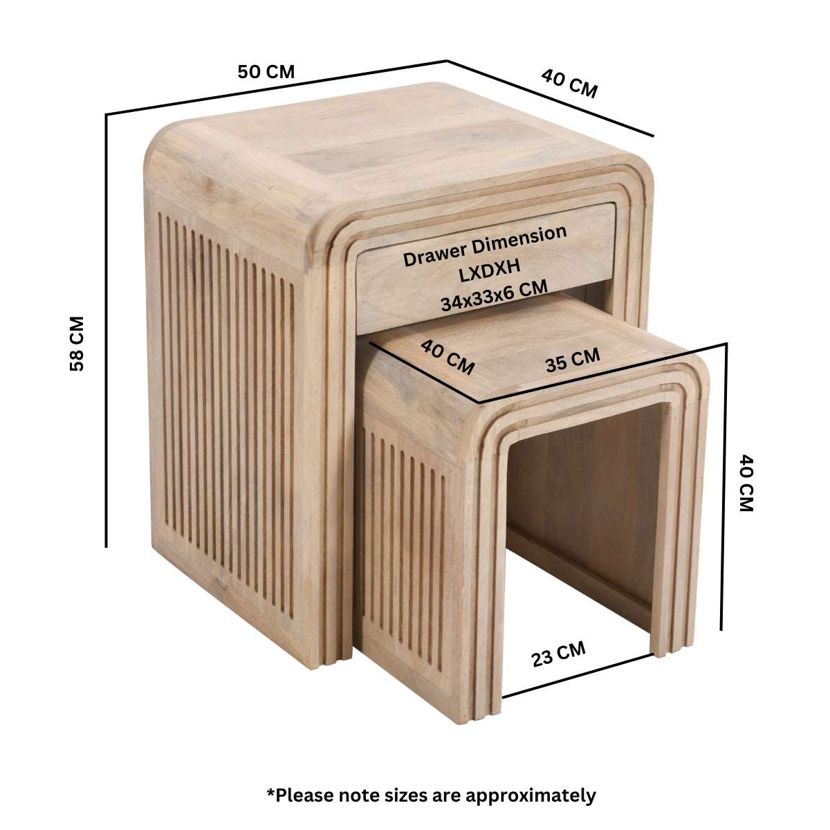 Verty Furniture natural wood end tables with drawer, featuring a modern design and sleek lines