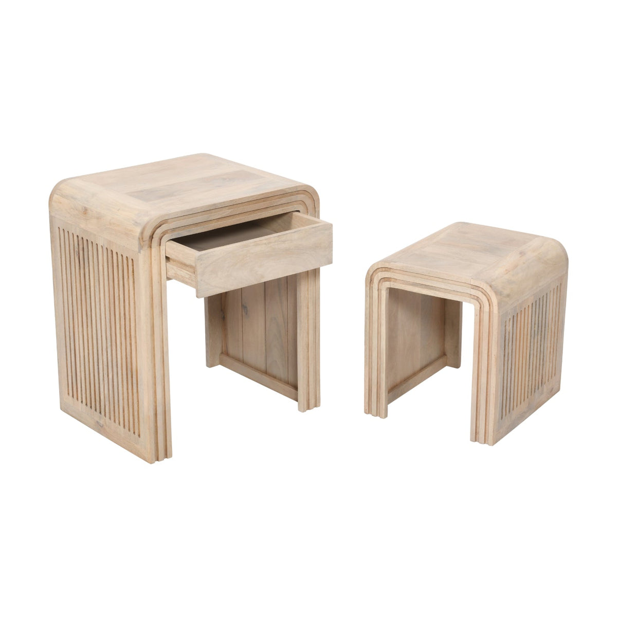 Verty Furniture Natural Wood End Tables with Drawer for Stylish and Functional Living Rooms