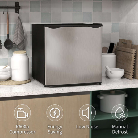 HOMCOM 35L Tabletop Freezer with Adjustable Temperature Wire Shelf Silver HOMCOM