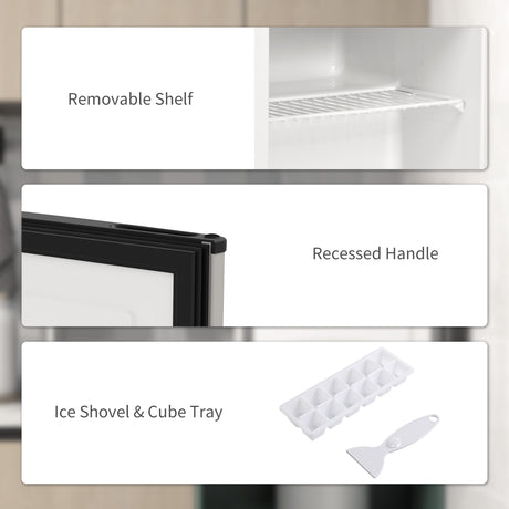 HOMCOM 35L Tabletop Freezer with Adjustable Temperature Wire Shelf Silver HOMCOM