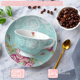 Elegant Afternoon Tea Set in Premium Strong White Porcelain with Floral Design and Gold Spoon