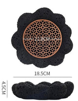 Nisu Home Decorative Tableware in a Floral Design with Black Lava Stone Texture