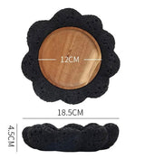 Nisu Home Black Flower-Shaped Tableware with Wooden Centre for Stylish Dining Settings
