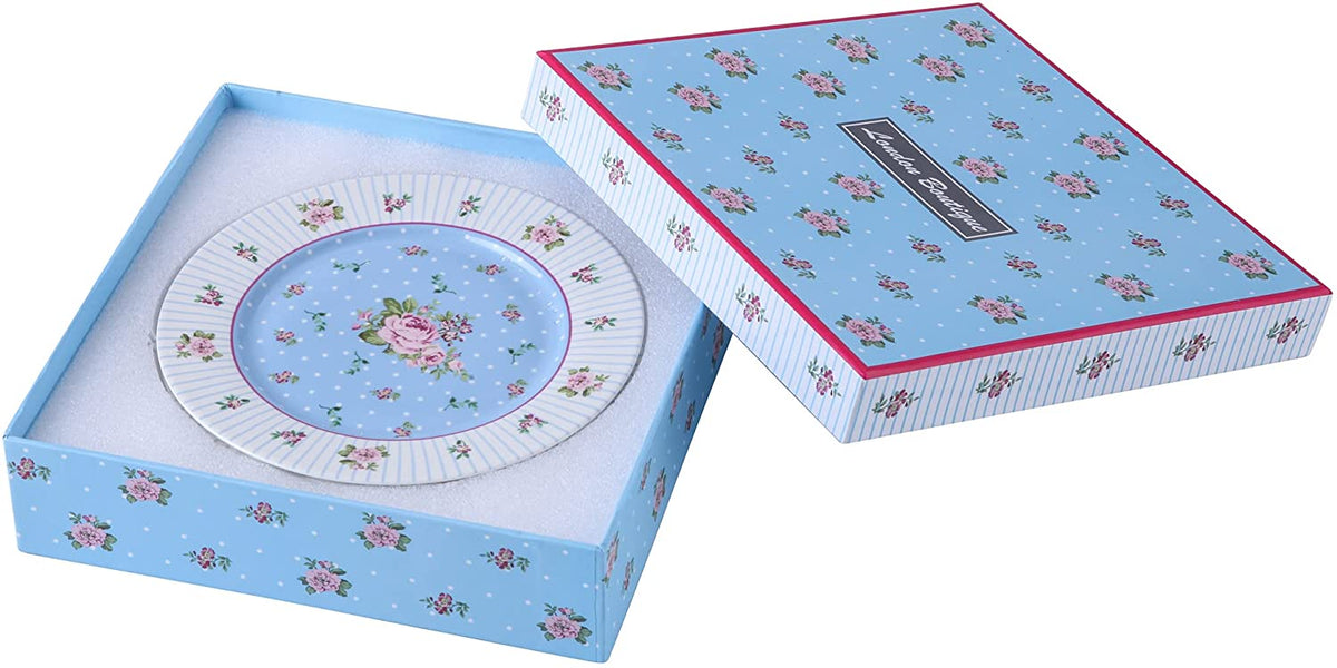 Beautiful Cake Plate Set in a floral design with decorative box for elegant serving