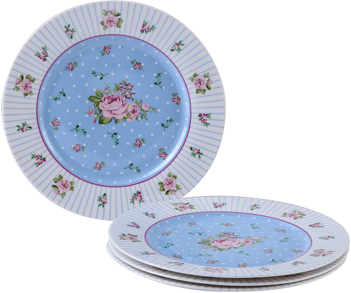 Elegant Cake Plate Set with Floral Design in Blue and White, perfect for special occasions