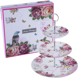 Elegant London Boutique Lifestyle cake stand with three tiers and floral design, perfect for serving desserts