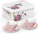 Elegant pink Coffee Set with floral design cups and saucers housed in a decorative gift box