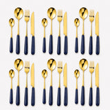 KitchBoom elegant gold and navy blue Cutlery Set for a stylish dining experience