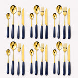 KitchBoom elegant gold and navy blue Cutlery Set for a stylish dining experience
