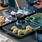 Nisu Home serving plates with compartments for dumplings and sauce, designed for elegant dining
