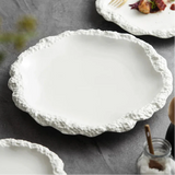 Nisu Home White Decorative Plates with Unique Textured Edges for Elegant Dining